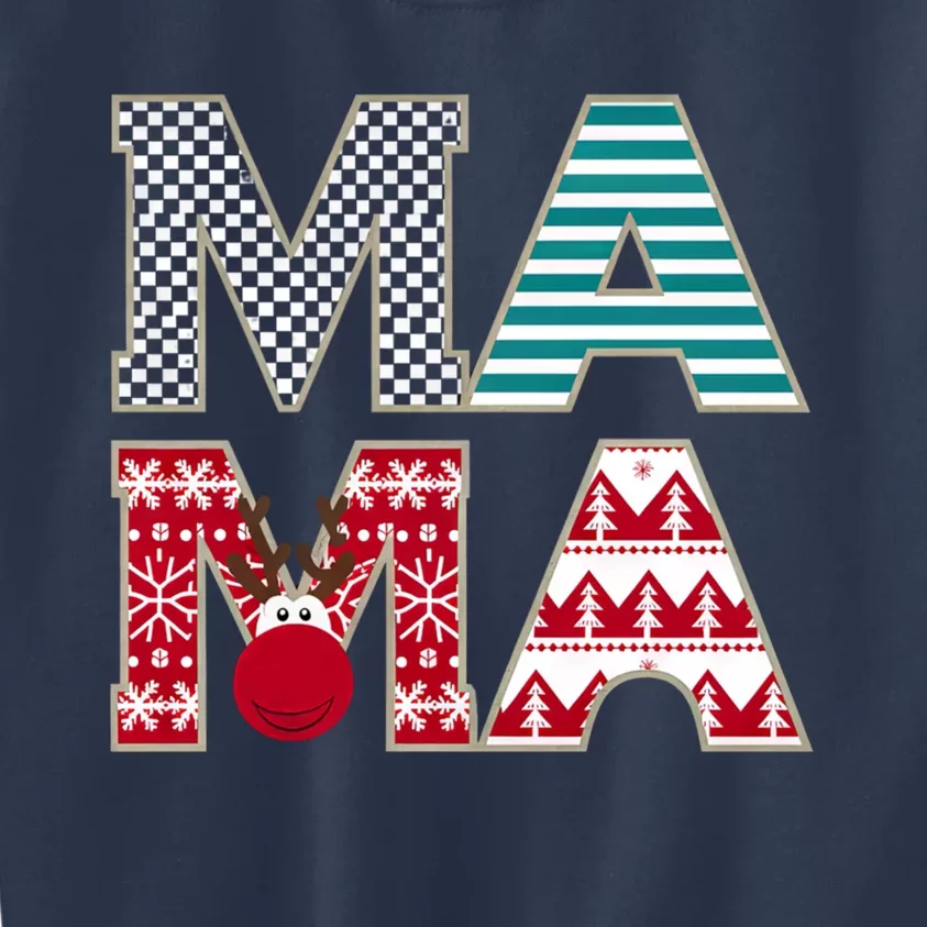 Mama Reindeer Plaid Christmas Holiday Design Kids Sweatshirt