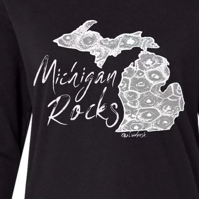 MICHIGAN ROCKS PETOSKEY STONE Womens Cotton Relaxed Long Sleeve T-Shirt