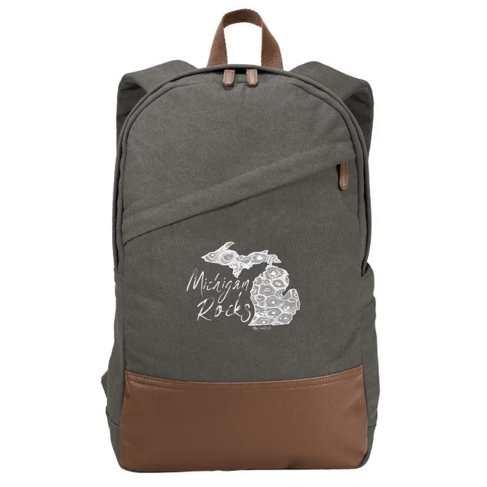 MICHIGAN ROCKS PETOSKEY STONE Cotton Canvas Backpack