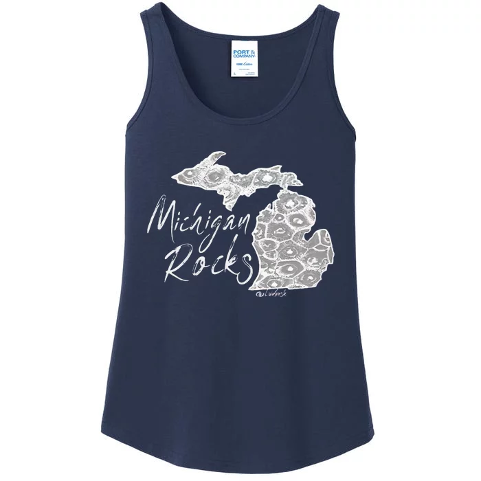 MICHIGAN ROCKS PETOSKEY STONE Ladies Essential Tank