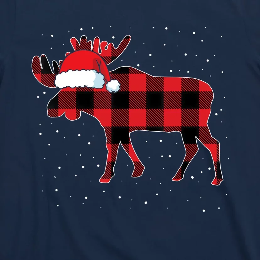 Moose Red Plaid Matching Family Buffalo Christmas Pajama T-Shirt