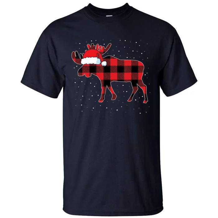 Moose Red Plaid Matching Family Buffalo Christmas Pajama Tall T-Shirt