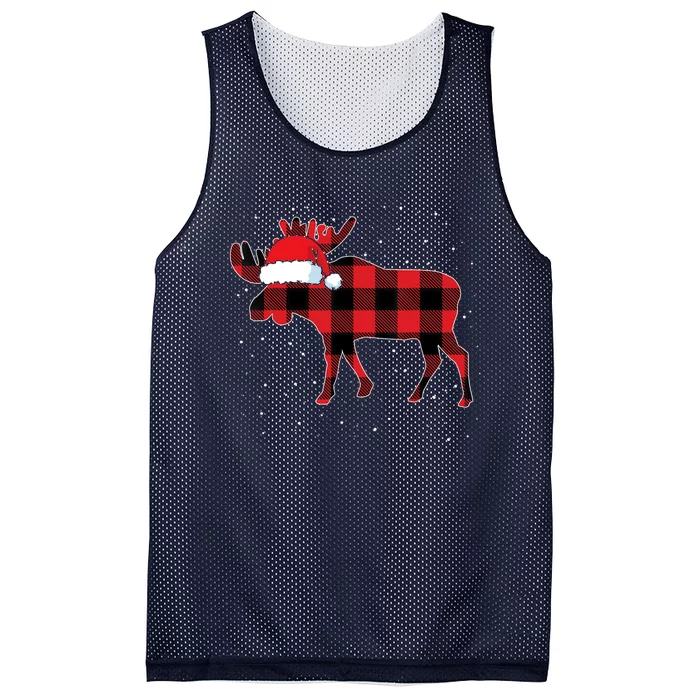 Moose Red Plaid Matching Family Buffalo Christmas Pajama Mesh Reversible Basketball Jersey Tank