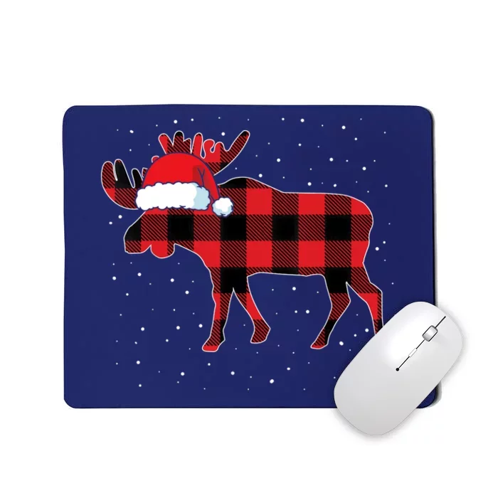 Moose Red Plaid Matching Family Buffalo Christmas Pajama Mousepad