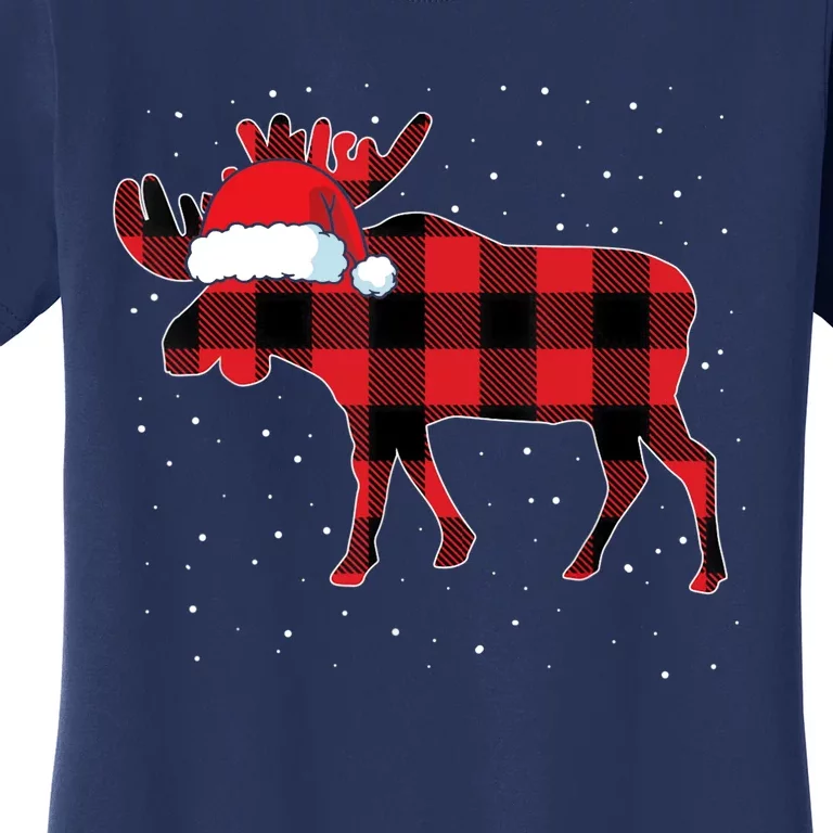 Moose Red Plaid Matching Family Buffalo Christmas Pajama Women's T-Shirt