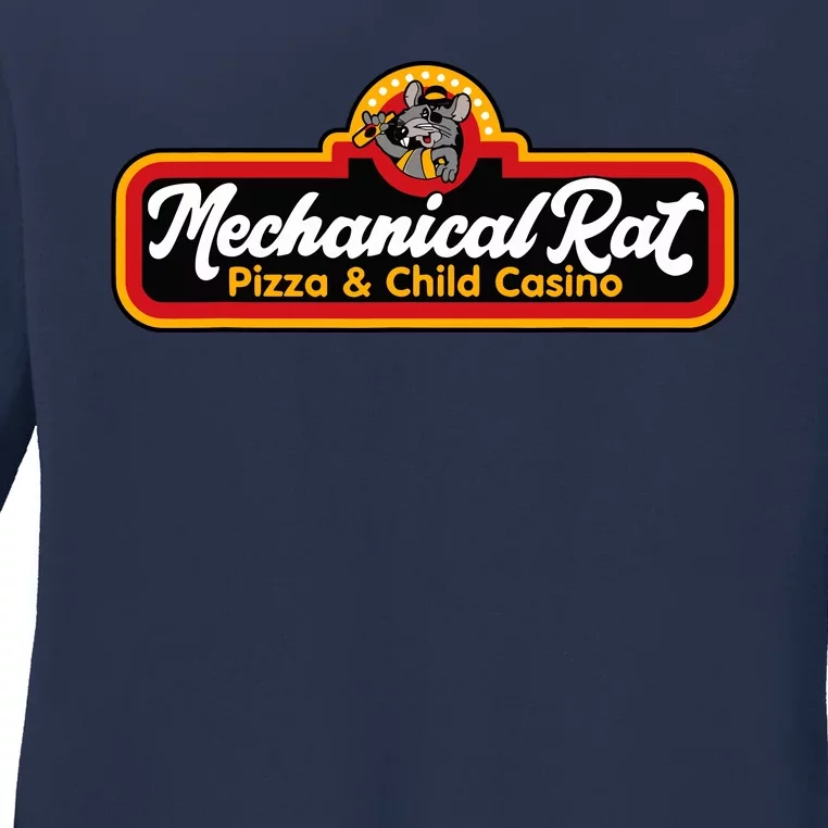 Mechanical Rat Pizza & Child Casino Ladies Long Sleeve Shirt