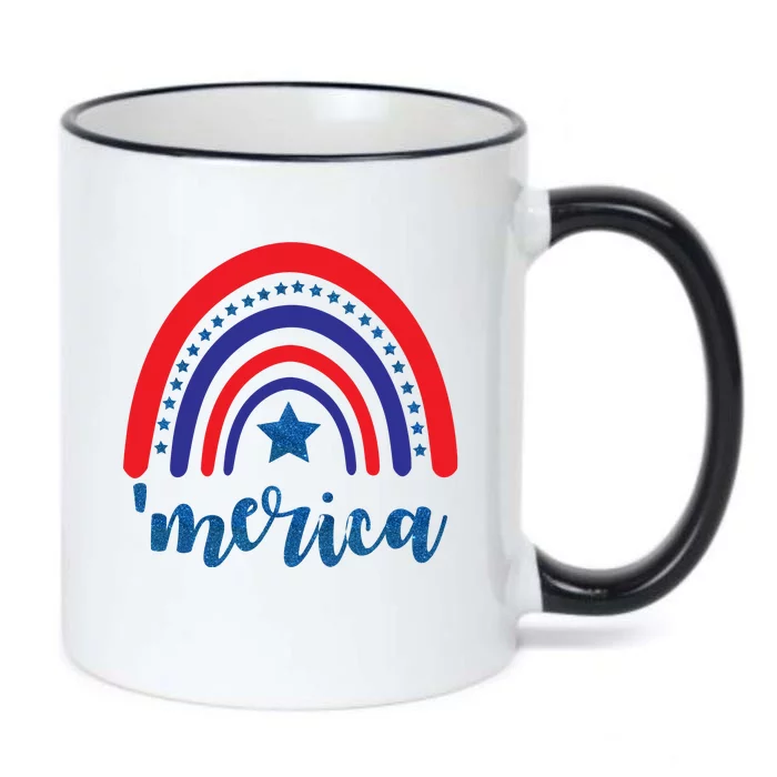 Merica Rainbow Patriotic 4th Of July Black Color Changing Mug