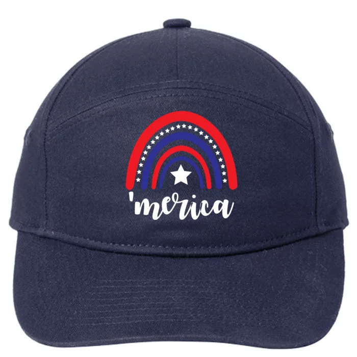 Merica Rainbow Patriotic 4th Of July 7-Panel Snapback Hat