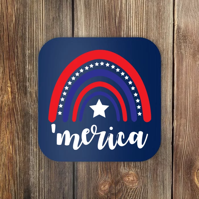 Merica Rainbow Patriotic 4th Of July Coaster