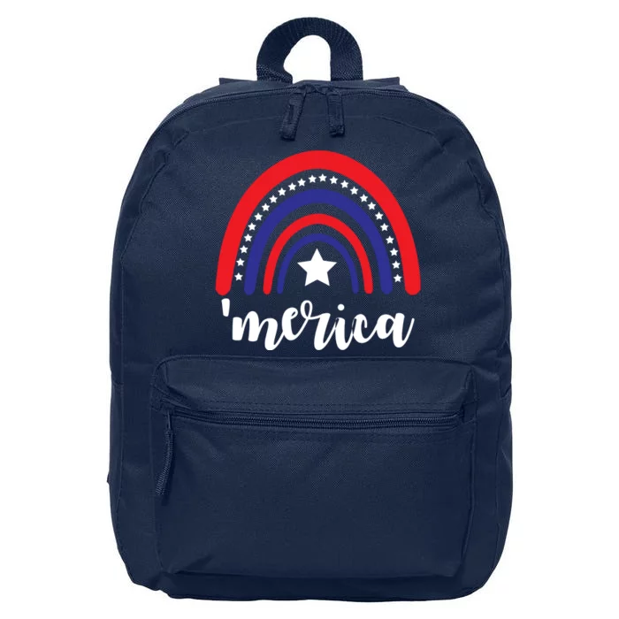 Merica Rainbow Patriotic 4th Of July 16 in Basic Backpack