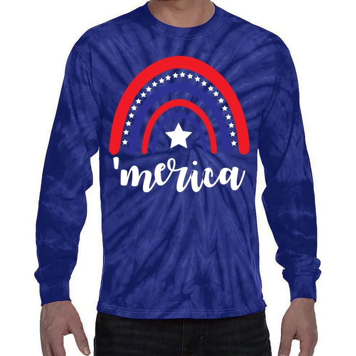 Merica Rainbow Patriotic 4th Of July Tie-Dye Long Sleeve Shirt