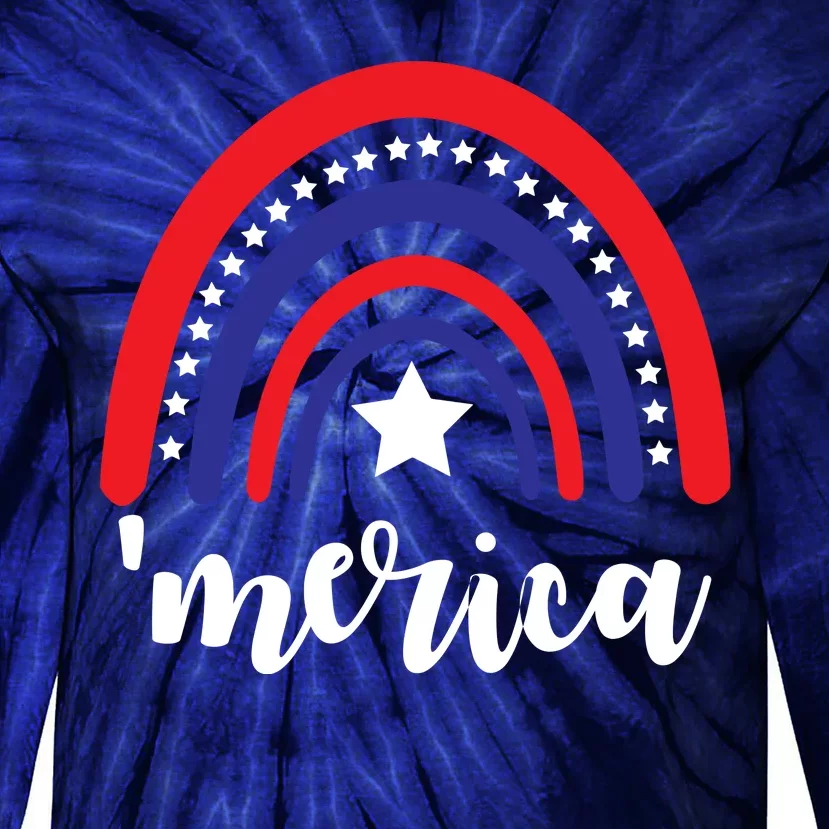 Merica Rainbow Patriotic 4th Of July Tie-Dye Long Sleeve Shirt