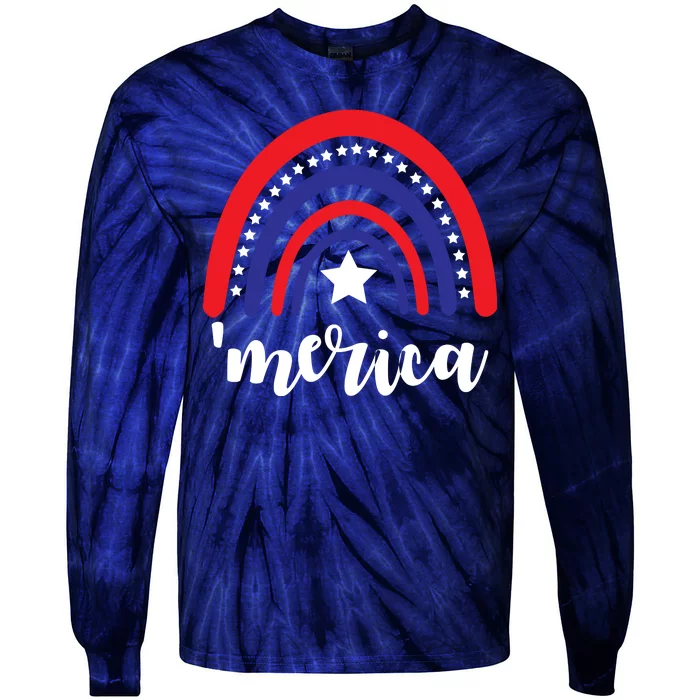 Merica Rainbow Patriotic 4th Of July Tie-Dye Long Sleeve Shirt