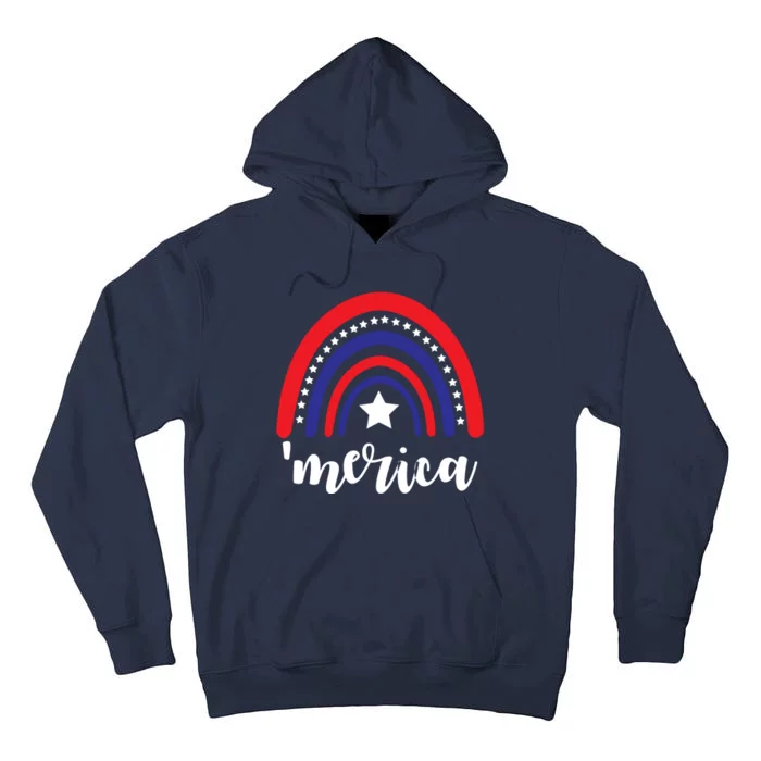 Merica Rainbow Patriotic 4th Of July Tall Hoodie