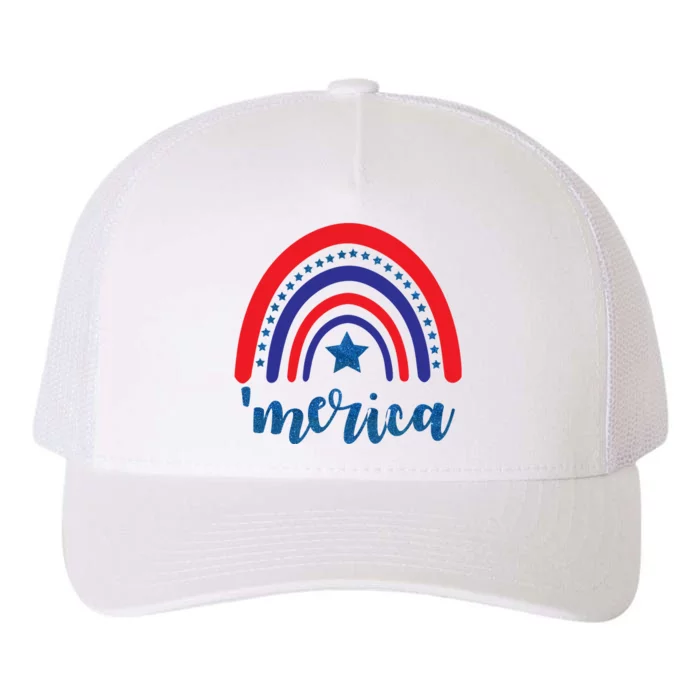 Merica Rainbow Patriotic 4th Of July Yupoong Adult 5-Panel Trucker Hat