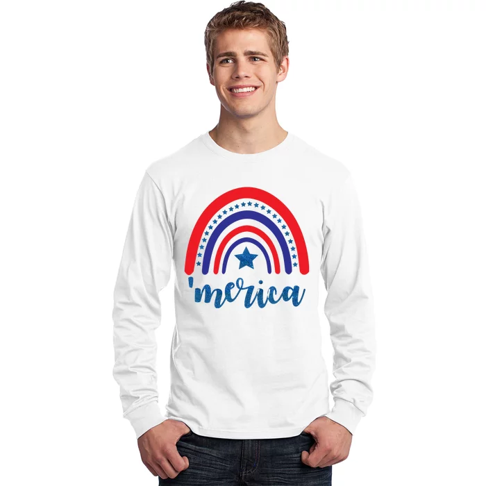 Merica Rainbow Patriotic 4th Of July Long Sleeve Shirt