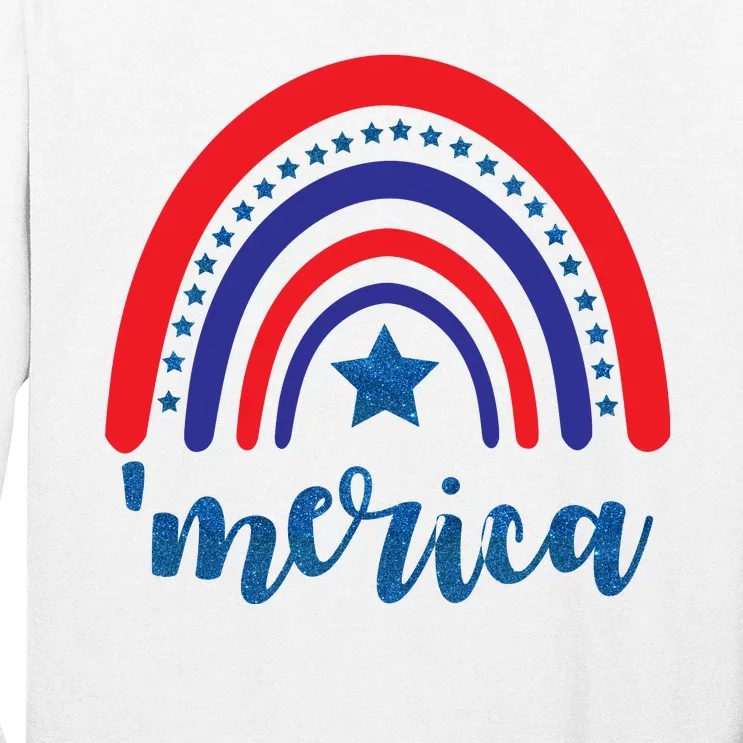 Merica Rainbow Patriotic 4th Of July Long Sleeve Shirt