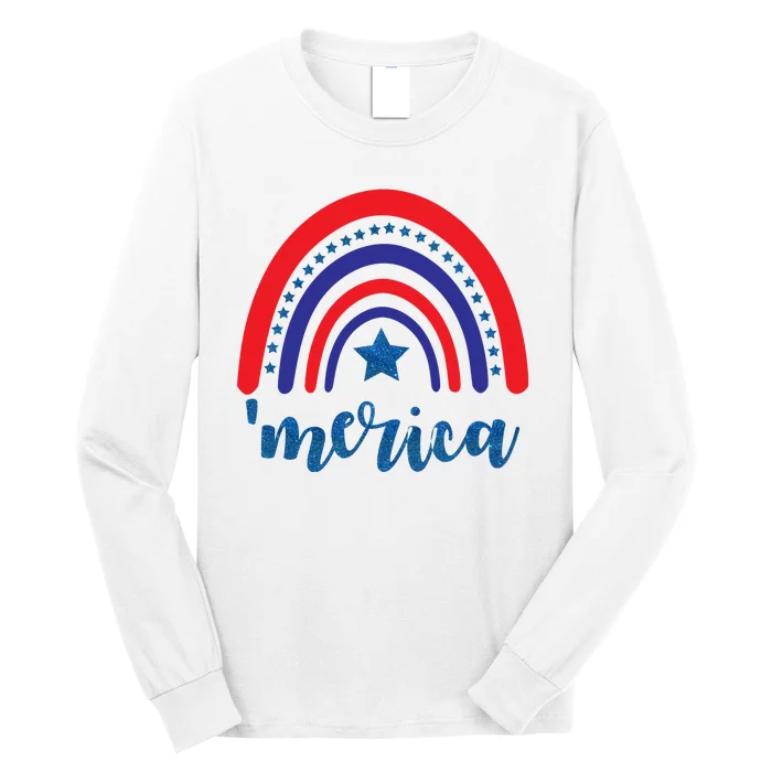 Merica Rainbow Patriotic 4th Of July Long Sleeve Shirt