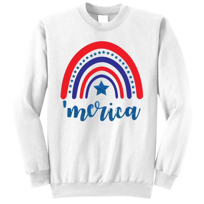 Merica Rainbow Patriotic 4th Of July Sweatshirt