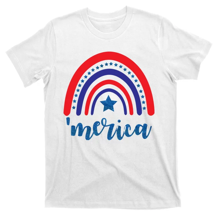 Merica Rainbow Patriotic 4th Of July T-Shirt