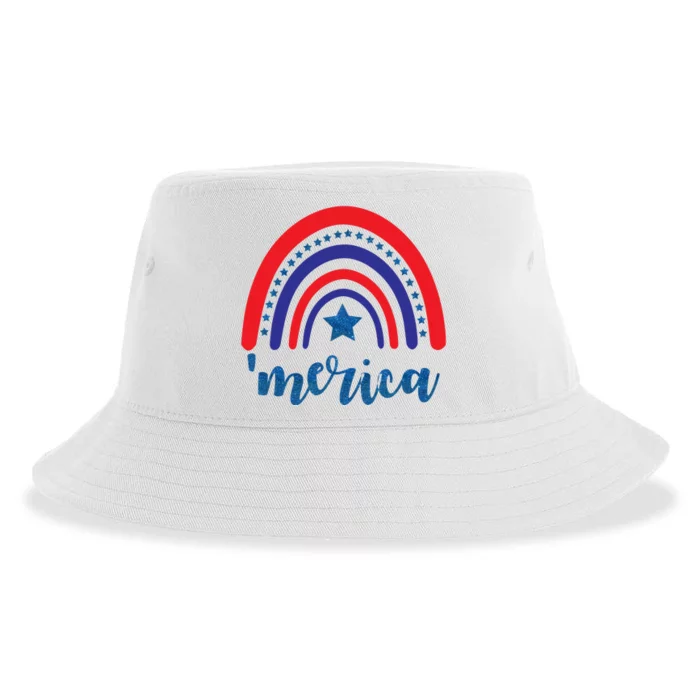 Merica Rainbow Patriotic 4th Of July Sustainable Bucket Hat