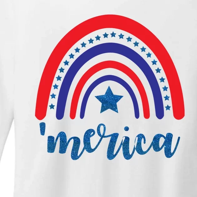 Merica Rainbow Patriotic 4th Of July Womens CVC Long Sleeve Shirt