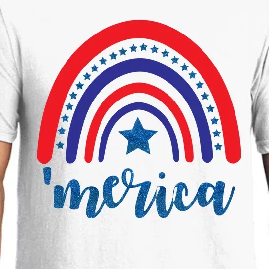 Merica Rainbow Patriotic 4th Of July Pajama Set