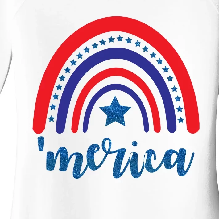 Merica Rainbow Patriotic 4th Of July Women's Perfect Tri Tunic Long Sleeve Shirt