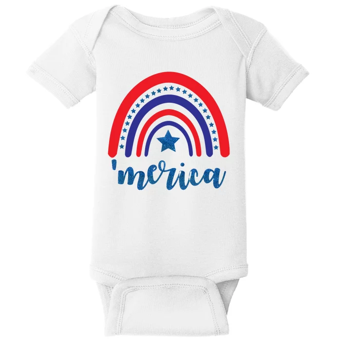 Merica Rainbow Patriotic 4th Of July Baby Bodysuit