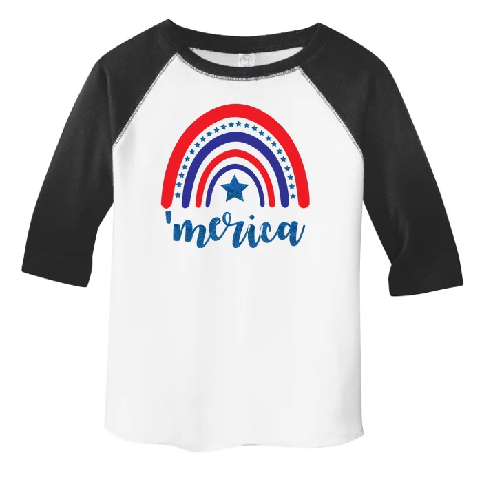 Merica Rainbow Patriotic 4th Of July Toddler Fine Jersey T-Shirt