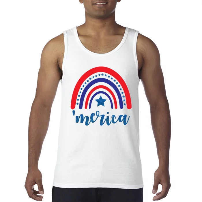 Merica Rainbow Patriotic 4th Of July Tank Top