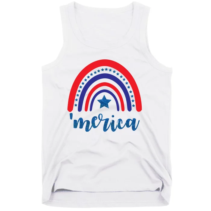 Merica Rainbow Patriotic 4th Of July Tank Top