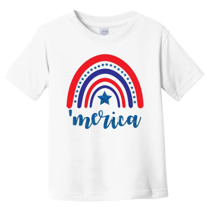 Merica Rainbow Patriotic 4th Of July Toddler T-Shirt