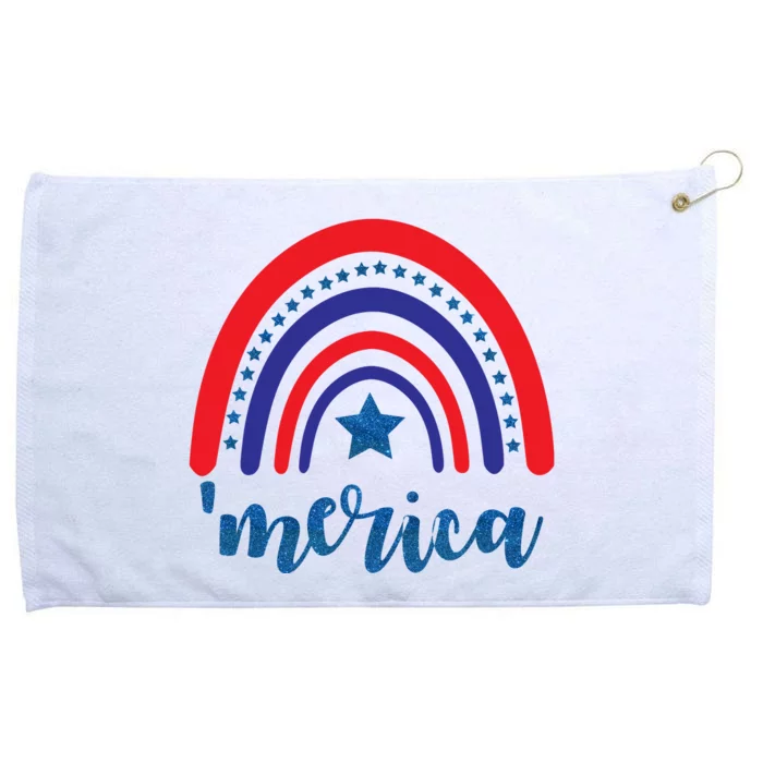 Merica Rainbow Patriotic 4th Of July Grommeted Golf Towel