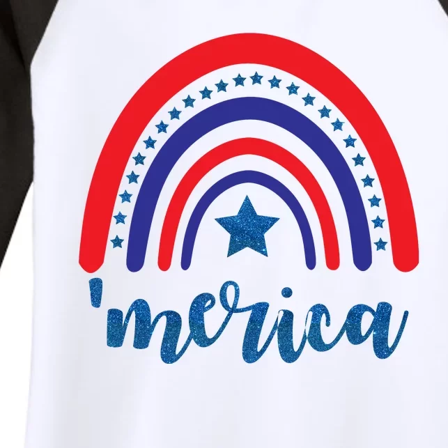 Merica Rainbow Patriotic 4th Of July Women's Tri-Blend 3/4-Sleeve Raglan Shirt