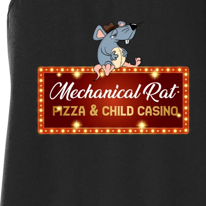 Mechanical Rat Pizza & Child Casino Women's Racerback Tank