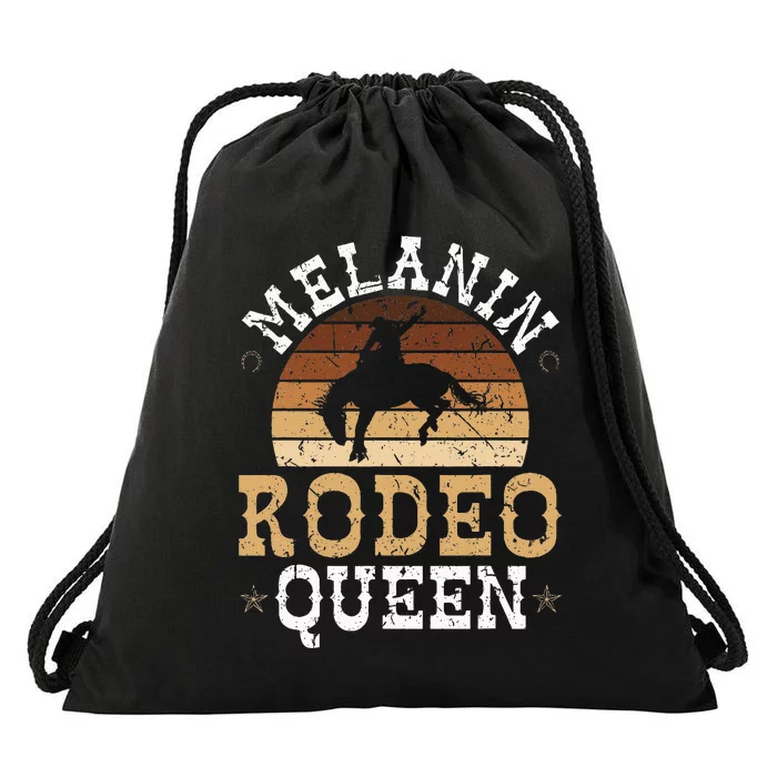 Melanin Rodeo Queen Bronc Riding African American Cowgirl Drawstring Bag