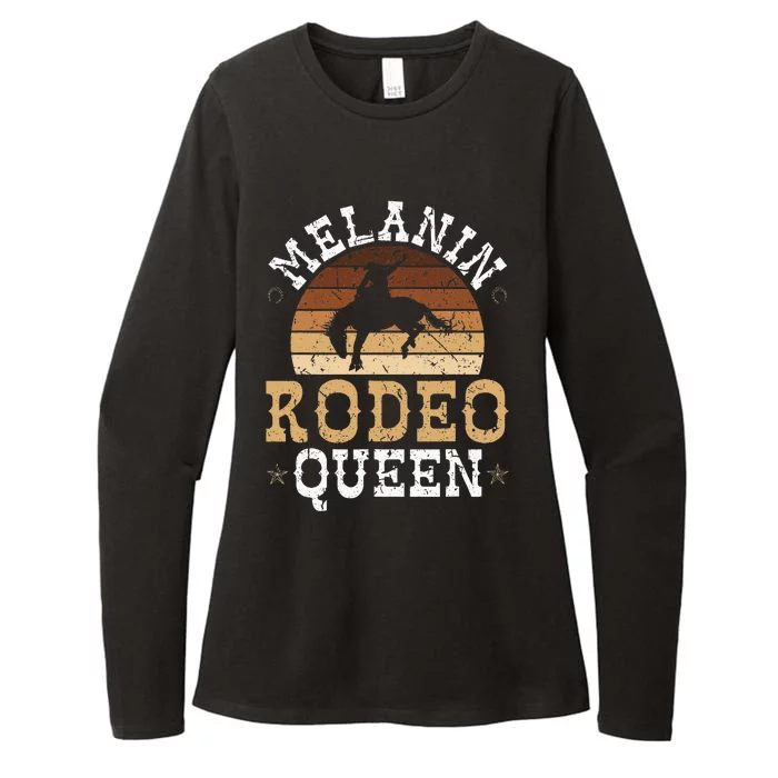 Melanin Rodeo Queen Bronc Riding African American Cowgirl Womens CVC Long Sleeve Shirt