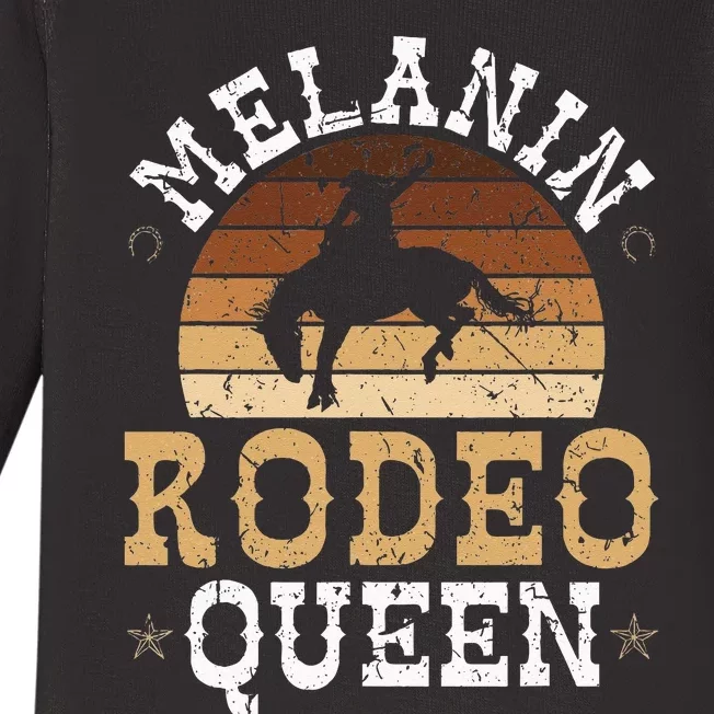 Melanin Rodeo Queen Bronc Riding African American Cowgirl Baby Long Sleeve Bodysuit