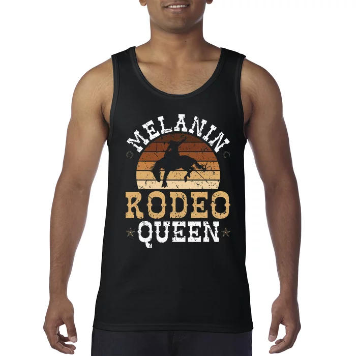 Melanin Rodeo Queen Bronc Riding African American Cowgirl Tank Top