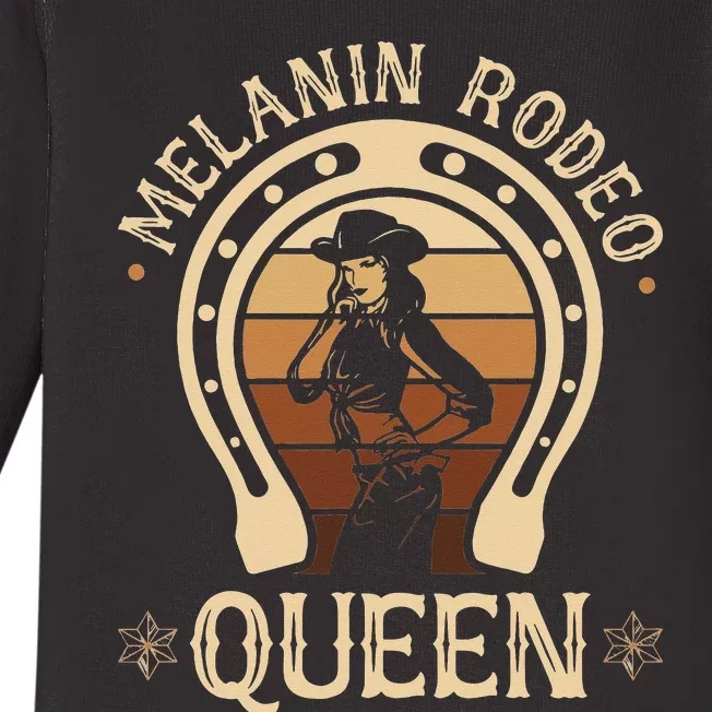 Melanin Rodeo Queen Country African American Cow Baby Long Sleeve Bodysuit