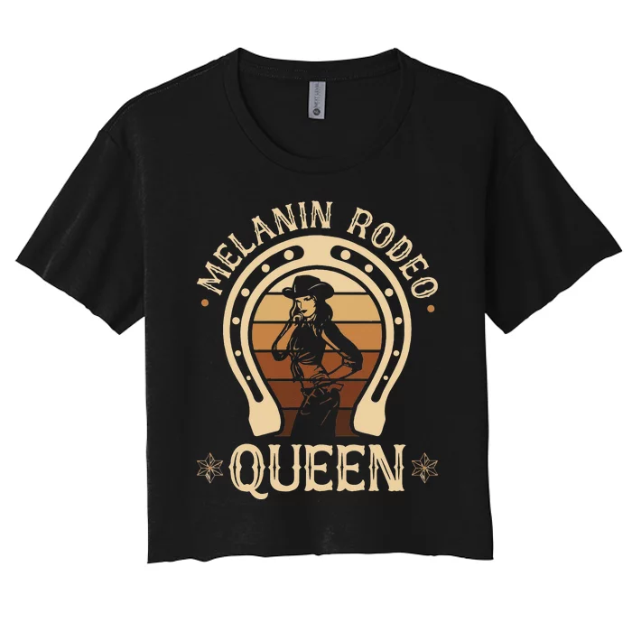 Melanin Rodeo Queen Country African American Cow Women's Crop Top Tee