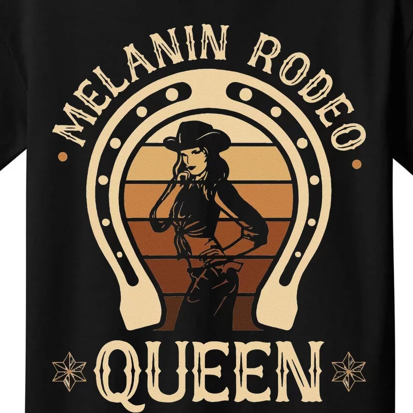 Melanin Rodeo Queen Country African American Cow Kids T-Shirt