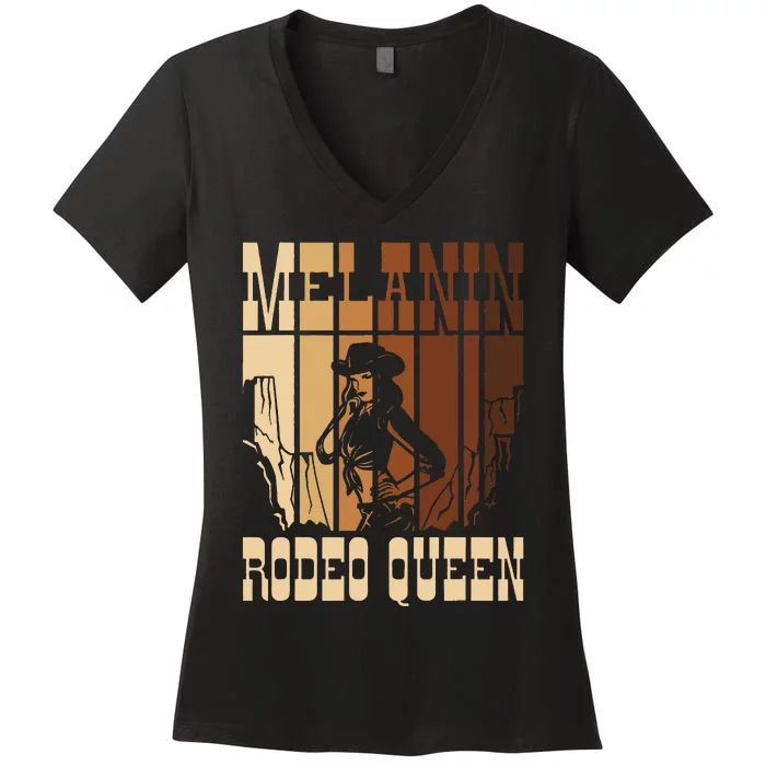 Melanin Rodeo Queen Countrygirl African American Cowgirl Women's V-Neck T-Shirt