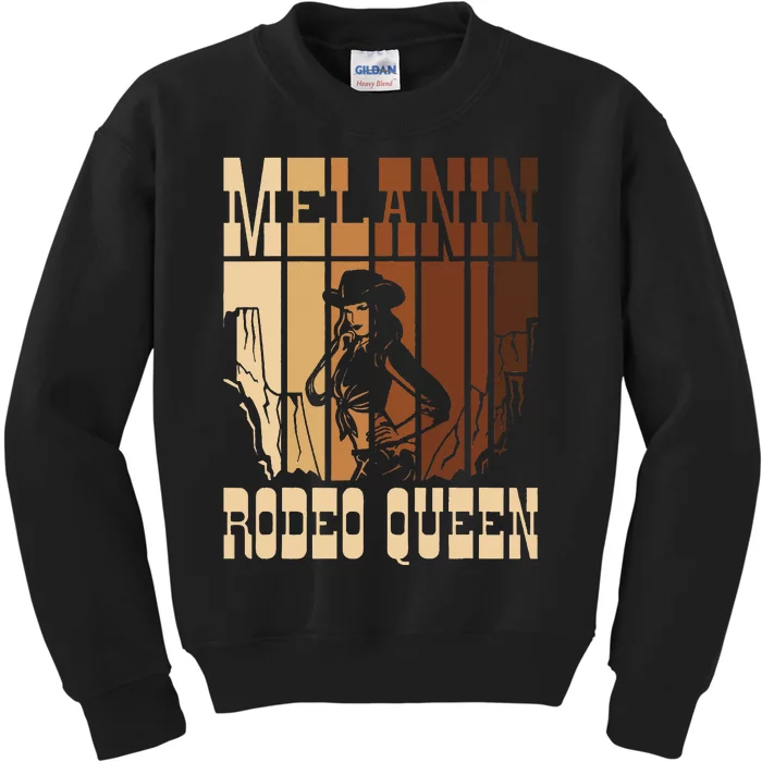 Melanin Rodeo Queen Countrygirl African American Cowgirl Kids Sweatshirt