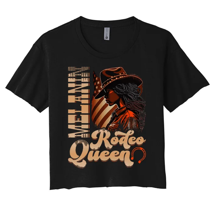 Melanin Rodeo Queen Countrygirl Africanamerican Cowgirl Women's Crop Top Tee