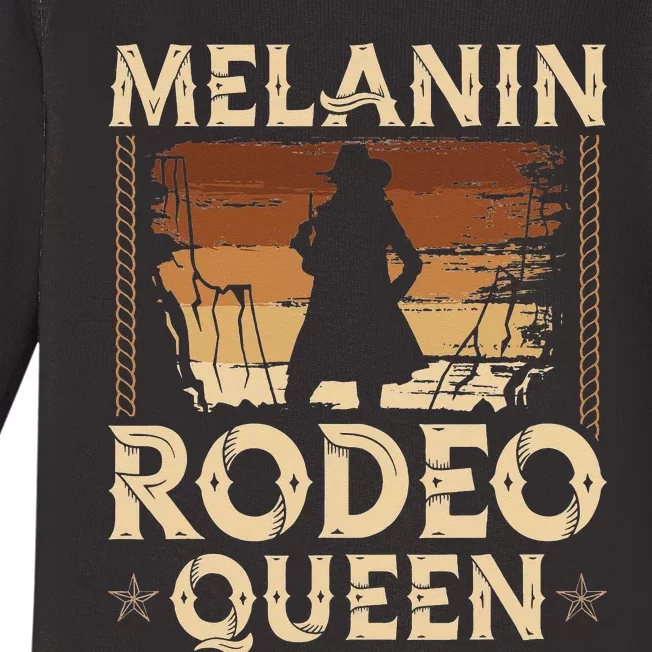 Melanin Rodeo Queen Country African American Cow Baby Long Sleeve Bodysuit