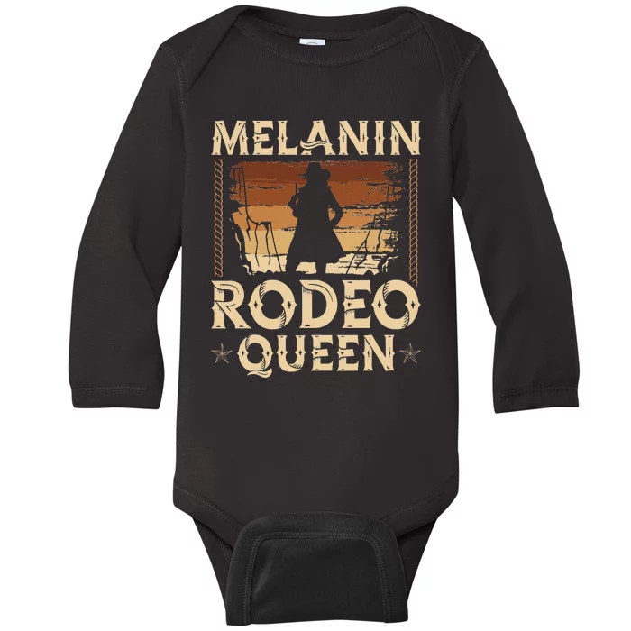 Melanin Rodeo Queen Country African American Cow Baby Long Sleeve Bodysuit