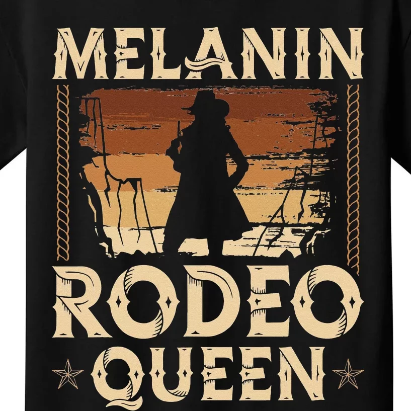 Melanin Rodeo Queen Country African American Cow Kids T-Shirt