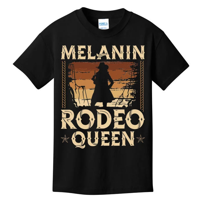 Melanin Rodeo Queen Country African American Cow Kids T-Shirt